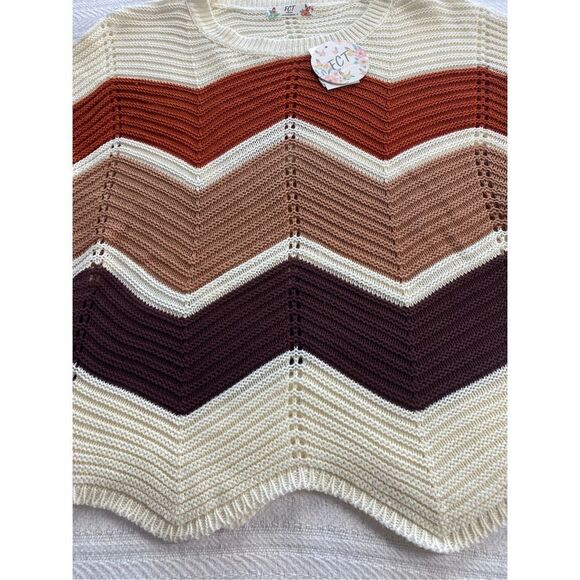 FULL CIRCLE TRENDS WOMEN’S 1X CHEVRON LONG SLEEVE KNIT SWEATER - Picture 4 of 9